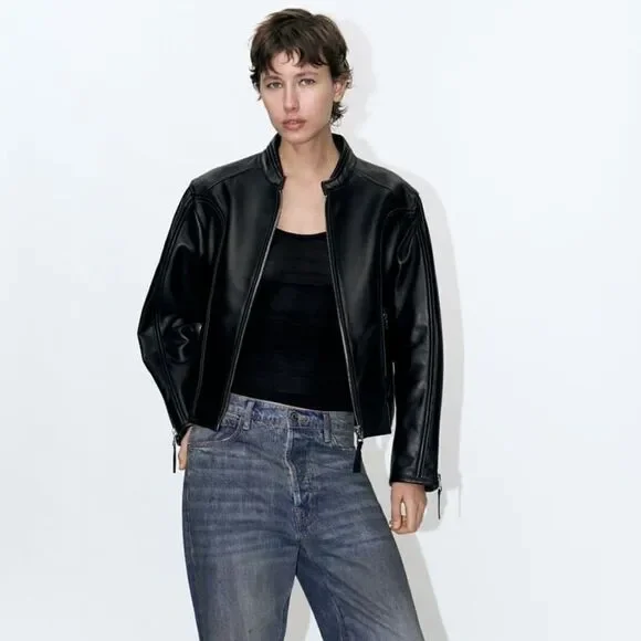 ZW COLLECTION ZIPPERED GENUINE LEATHER JACKET - Picture 16 of 16